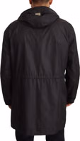 Black Hooded Mens Trench Coat Jacket 2