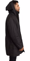 Black Hooded Mens Trench Coat Jacket 3