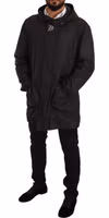 Black Hooded Mens Trench Coat Jacket 5