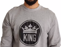 Gray Crown King Print Cotton Sweater 3