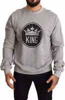 Gray Crown King Print Cotton Sweater 5