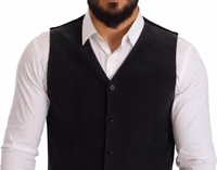 Black Cotton Single Breasted Waistcoat 3