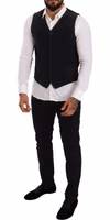 Black Cotton Single Breasted Waistcoat 4