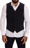 Black Cotton Single Breasted Waistcoat 5