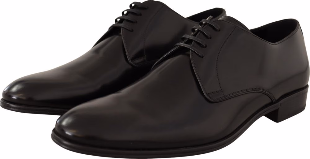 Black Leather Lace Up Men Dress Derby Shoes
