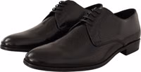 Black Leather Lace Up Men Dress Derby Shoes 1