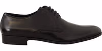 Black Leather Lace Up Men Dress Derby Shoes 4