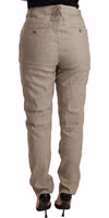 Beige Mid Waist Casual Baggy Stretch Trouser 2