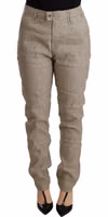 Beige Mid Waist Casual Baggy Stretch Trouser 3