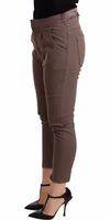 Brown Mid Waist Cropped Skinny Stretch Trouser 1
