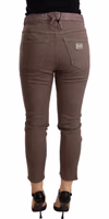 Brown Mid Waist Cropped Skinny Stretch Trouser 2