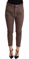 Brown Mid Waist Cropped Skinny Stretch Trouser 3