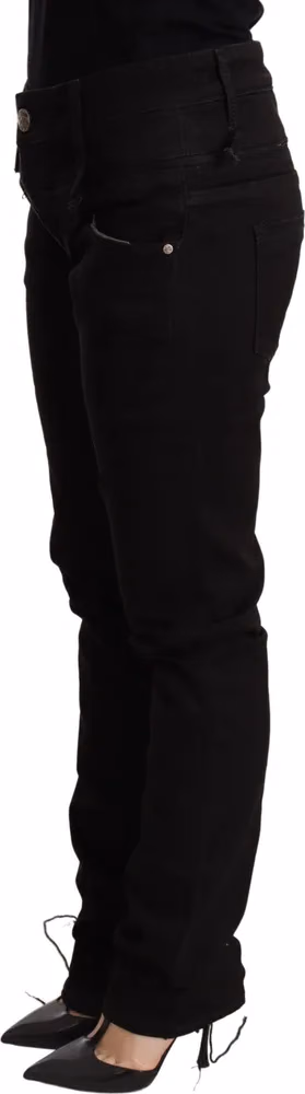 Black Low Waist Skinny Denim Jeans Trouser