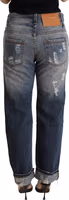 Blue Tattered Mid Waist Straight Denim Trouser 2