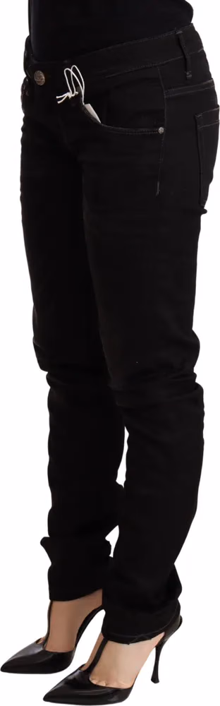 Black Low Waist Skinny Denim Cotton Trouser