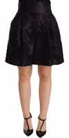 Black Floral Brocade High Waist Mini Shorts 3