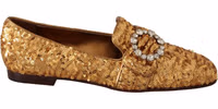 Gold Sequin Crystal Flat Women Loafers Shoes 1