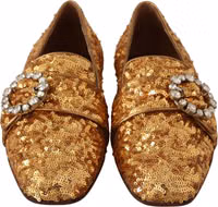 Gold Sequin Crystal Flat Women Loafers Shoes 5
