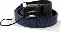 Black Blue Leather Silver Logo Belt 1