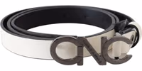 Belt Mettalic Gray Leather Logo Belt 1