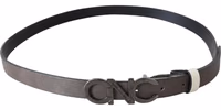 Belt Mettalic Gray Leather Logo Belt 3