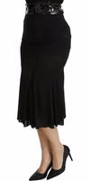 Black Mermaid High Waist Midi Silk Skirt 4