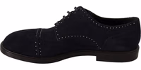 Blue Suede Leather Derby Studded Shoes 1