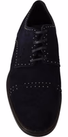 Blue Suede Leather Derby Studded Shoes 3