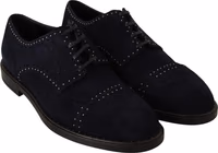 Blue Suede Leather Derby Studded Shoes 5