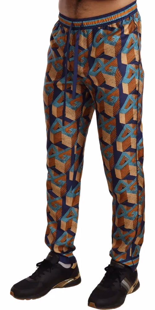 Multicolor Patterned Joggers Silk Pants