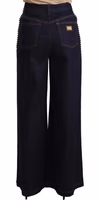 Dark Blue Crystal Embellished Flare Jeans 3