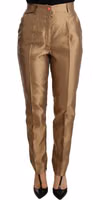 Gold Silk Tapered Trouser Metallic Pants 1