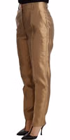 Gold Silk Tapered Trouser Metallic Pants 2
