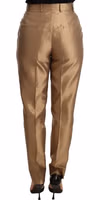 Gold Silk Tapered Trouser Metallic Pants 3