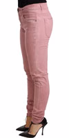 Pink Cotton Slim Fit Women Denim Skinny Pants 2
