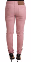 Pink Cotton Slim Fit Women Denim Skinny Pants 3