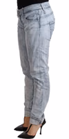 Light Blue Washed Cotton Folded Hem Denim Trouser 2
