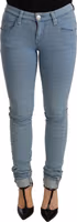 Blue Cotton Stretch Hem Slim Fit Women Denim Trouser 1