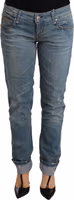 Blue Washed Cotton Folded Hem Women Trouser 1