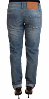 Blue Washed Cotton Folded Hem Women Trouser 3