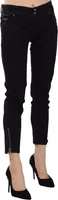 Black Mid Waist Cropped Cut Hem Denim Casual Pants 2