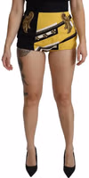 Yellow Black Cotton Jewelled Hot Pants Shorts 2