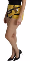 Yellow Black Cotton Jewelled Hot Pants Shorts 4