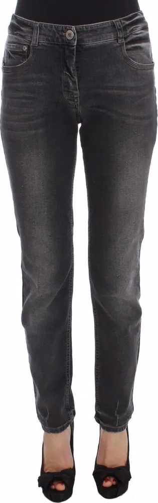 Gray Wash Cotton Blend Stretch Jeans Pants