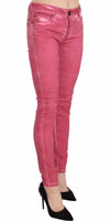 Pink Velvet Mid Waist Skinny Trouser Pants 2
