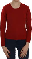 Red Round Neck Pullover Cashmere Sweater 1
