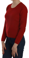 Red Round Neck Pullover Cashmere Sweater 3