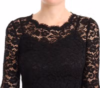 Black Cotton Lace Mermaid Long Sleeves Dress 1