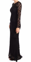 Black Cotton Lace Mermaid Long Sleeves Dress 3