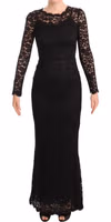 Black Cotton Lace Mermaid Long Sleeves Dress 4